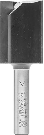 ENT 10418 Fraise à rainurer Carbure, Queue (S) 8 mm, Diamètre (D) 22 mm, NL 30 mm, SL 32 mm, GL 62 mm