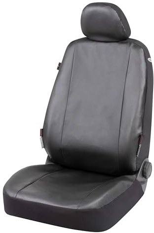 WALSER Transportersitzbezug Toulouse, Universalsitzbezug für Fahrer- oder Beifahrersitz, Autositzbezug für Transporter Kunstleder anthrazit 10501