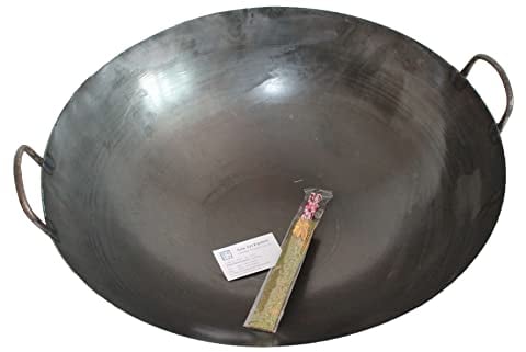 Asia Art Factory AAF Nommel Wok Ölwanne ca. 50 cm Durchmesser mit 2 Griffen Henkeln mit rundem Boden für Gas Gastronomie Wokpfanne Ölwok