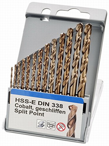 Gut sortiertes Bohrspitzen-Set von Keil, HSS-E DIN 338 Cobalt, geschliffene Spitzen, Durchmesser 4,0 + 5,0 + 6,0 + 8,0 + 10 mm., 1,5-6,5mm