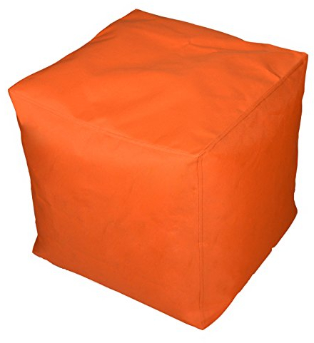 Kinzler S-10117/09 Sitzwürfel, ca. 40x40x40 cm, Outdoor & Indoor, Sitzsack in vielen verschiedenen Farben, wasserabweisender Hocker, orange
