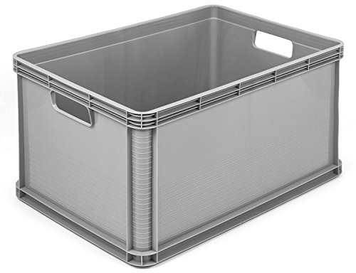 Lote de 3 cajas de plástico, gris 64 L caja de trasnport, resistente Euro-Box