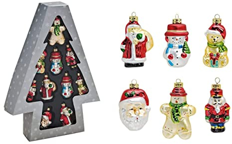 Tannenbaumschmuck Christbaumschmuck 6-teilig Nussknacker, Schneemann, Tannenbaum, Nikolaus, Weihnachtsbär