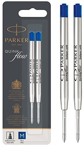 Parker Ballpoint Pen Refills | Medium Point | Blue QUINKflow Ink | 2 Count