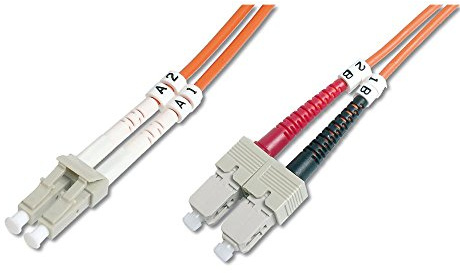 DIGITUS DK-2532-01 – Glasfaserkabel OM2 – 1 m – LC zu SC – Duplex LWL Kabel – 1 Gbit/s – MM Multimode Glasfaser LAN Kabel – Fasertyp: 50/125 µ – Orange
