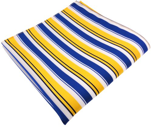 TigerTie Designer Einstecktuch in gelb blau weiss schwarz gestreift - Pochette Stecktuch 30 x 30 cm