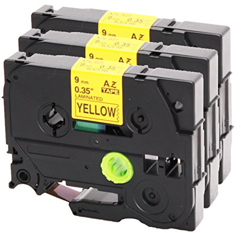 3x Schriftband für Brother TZe-621 schwarz auf gelb 9mm breit x 8m Länge kompatibel zu TZ621 P-Touch 1000W 1830 2730 D200 7100 2100 2030 1830 7600 VP 2430 1230 9700 PC 1090 2470 1290 1010 1080 1830 E100 P700 H75S H105