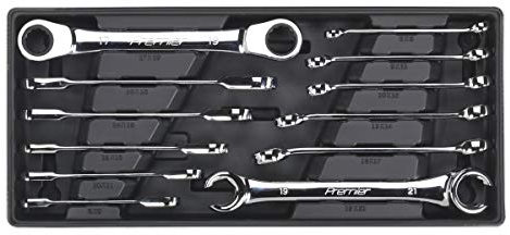 Sealey Tbt13 Tool Tray with Flare Nut and Ratchet Ring Spanner Set 12Pc