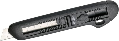 HAZET Cutter Messer 2157, Teppichmesser mit Reservekanal für Ersatzklingen, Einhandbedinung für Klingeneinzug und -Verriegelung, Länge: 167 mm, Universalmesser