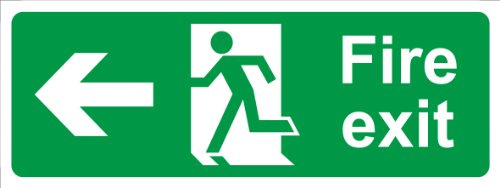 Castle SS011SA Fire Exit Arrow Left Sign Self Adhesive Vinyl 400 x 150mm