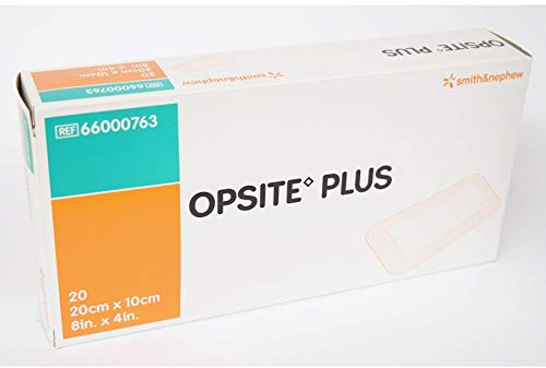 OpSite Plus Adhesive Film Dressing 20 cm x 10 cm - Pack of 20: Transparent Waterproof Wound Covering for Optimal Healing