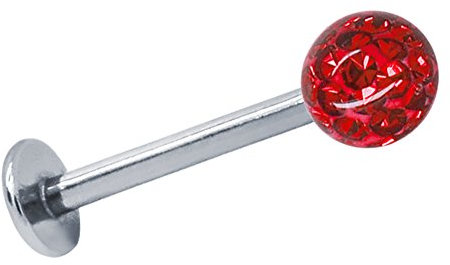 SoulCats Labret Piercing Tragus Monroe Lippe, Farbe: rot; Länge: 6 mm; Kugelgröße: 4 mm