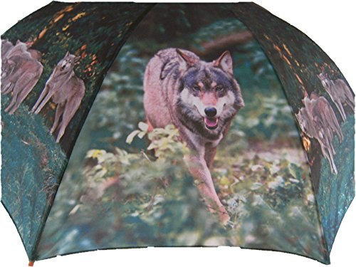 Cornelissen Stockschirm Wölfe mit Holzgriff, Automatikschirm, Grau