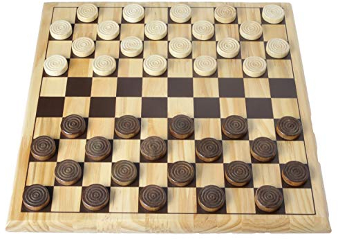 Engelhart - 150235-150236 - Juego de ajedrez y Dama de Madera de Abedul - 30 cm x 30 cm - Tablero de Juego de Madera Maciza - Juego Completo con Piezas - a Partir de 6 años (Mujer)