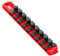 Ernst Manufacturing 8-Inch Magnetic Socket Organizer with 9 3/8-Inch Twist Lock Clips, Red (8411M-Red-3/8)