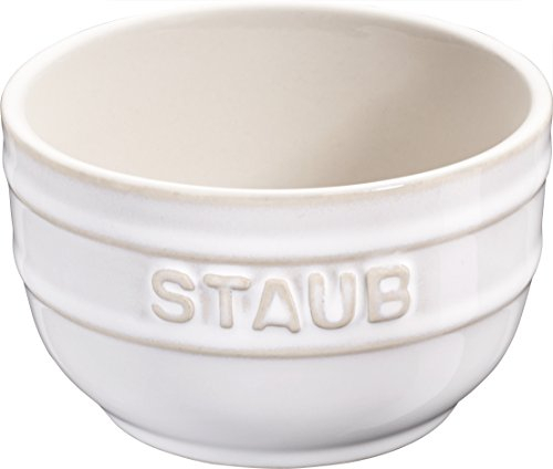 STAUB Keramik Dessertschale Auflaufform Förmchen, rund, 2er Set Elfenbeinweiß 9 cm