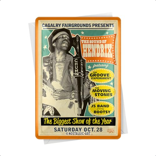 Nostalgic-Art Retro Blechpostkarte, 10 x 14 cm, Hendrix – Geschenk-Idee für Musik-Fans, Original Lizenzprodukt (OLP), Postkarte aus Metall, Mini-Blechschild als Grußkarte