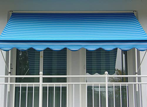 Angerer Freizeitmöbel GmbH Klemmmarkise Exklusiv - Markise für Sonnenschutz - Montage ohne Bohren und Dübeln - ideale Balkonmarkise für Mietwohnungen (Blau, 350 cm)