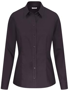 Seidensticker Damen City Langarm Regular Fit Uni Bügelfrei Bluse, Schwarz, 44 EU