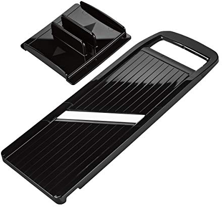 KYOCERA, Negro CSN-402-BK, rebanadora de mandolina Ancha Ajustable, Cuchilla de cerámica de circonia Afilada, Que Incluye Protector de Manos, liviano, Apto para lavavajillas, 35,4 x 5,3 x 12,7 cm