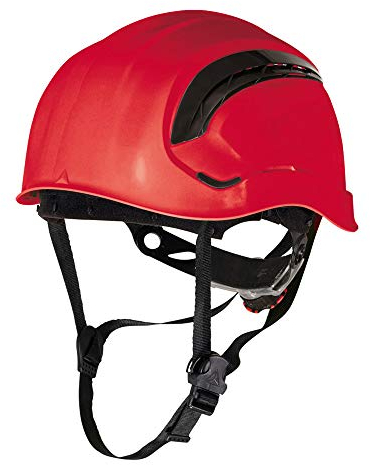 Deltaplus GRAWIROFL Belüfteter Bauhelm - Bergsteigerhelm-Stil, Rot, Größe Einstellbar