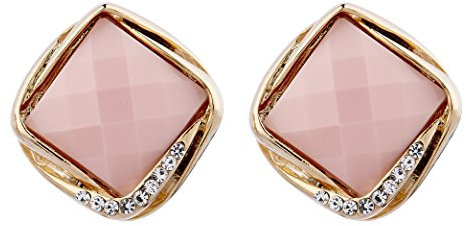 Boucles d'oreilles clips - plaqué or avec des cristaux et une pierre rose - Betty P par Bello London