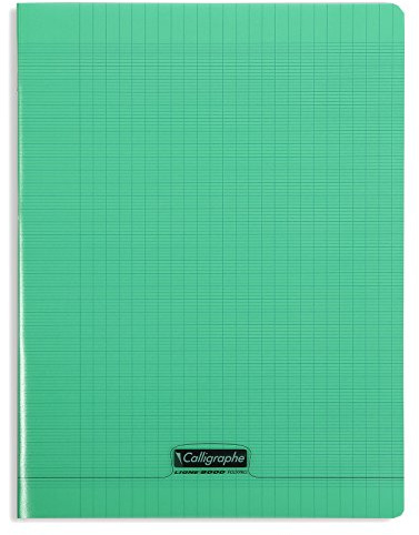Calligraphe 18365C Un Cahier Agrafé Vert (une Marque de Clairefontaine) - A4 21x29,7 cm - 192 Pages Grands Carreaux - Papier Blanc 90 g - Couverture Polypro Transparent