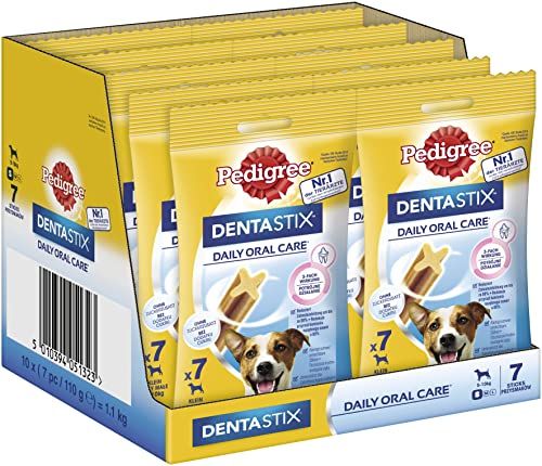 Pedigree DentaStix - Daily Dental Chews For Small Dogs (5-10 kg), 7 Sticks 110g Pack of 10