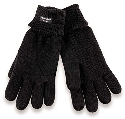 capsforfriends H-COM-1 gestrickte Thinsulate Handschuhe mit Fleecefutter - Fingerhandschuhe für Damen und Herren L XL schwarz