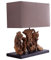 invicta INTERIOR Design Treibholzlampe ARAGON mit Leinenschirm braun Handarbeit Treibholz Tischleuchte Tischlampe Lampe