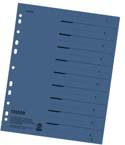 100 FALKEN Trennblätter / blau / 230 g/m² / DIN A4