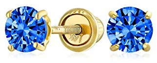 Traditionelle Winzige Minimalistische Kubische Zirkonia Aaa Cz Gelb 14K Echtgold Solitär Ohrstecker Für Frauen Teens Schraube Zurück Simuliert Edelstein Geburtsstein Farben 3Mm 4Mm