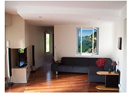 Stickers trompe l'oeil fenêtre La Bretagne - L 76cm x H 90cm