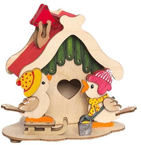 Drechslerei Kuhnert - Hobaku Bastelset - Rauchhaus/Räucherhaus - Motiv: Vögel - Dekoration aus Holz zum Zusammenbauen - Maße: ca. 14 x 13 x 14 cm - Made in Germany