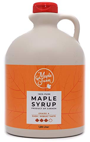 MapleFarm - Pur Sirop d'érable Catégorie A, Foncé - goût robuste - 1,89 litres (2,5 Kg) - Original maple syrup - Grade A - Dark, robust taste - Sirop d'érable pur - Pancake sirop
