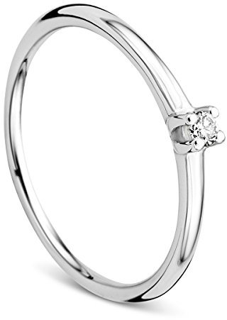 OROVI Ring für Damen Verlobungsring Gold Solitärring Diamantring 9 Karat (375) Brillianten 0.04ct Weißgold Ring mit Diamanten Ring Handgemacht in Italien