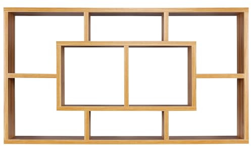 FineBuy Wandregal Paola 85x16x47,5 cm Buche, Hängeregal Offen | freischwebendes Wandboard mit verschieden großen Fächern, Holzregal für Deko, Bücher und Alltag