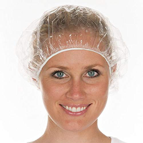 Premium-Einweg-Duschhaube, Duschhaube, Top- Dusch-Kappe, Einmal-Duschhaube, durchsichtig, wasserdicht, Kappe Ø 53 cm, transparent, Größe:100 Stück
