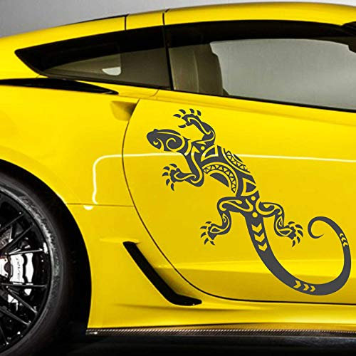 JINTORA Adhesivo - Pegatina para el Parachoques Set Gekko Abstracto, 2 Piezas. 100cm x 41cm Grafito Metalizado - Ventana Trasera del Coche de Tuning Car Styling