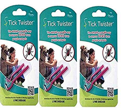 Tick Twister 00100-P Triple, Pink, Three Sets Tick Remover Small and Large