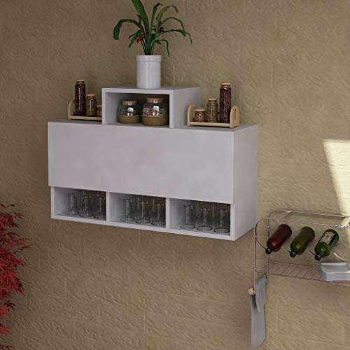 Alphamoebel 4258 Colin Hängeschrank Mehrzweckschrank Gewürzregal Badschrank Küchenschrank Apothekerschrank modern, Weiß, Holz, hängend Ablagefächer mit Tür, 90 x 61 x 29,5 cm