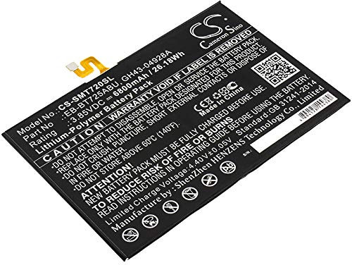 TCTK Akku 6800mAh Kompatibel mit [Samsung] Galaxy Tab S5e, Galaxy Tab S5e 10.5, 10.5 2019, LTE, WiFi, S6, S6 Lite 10.4, SM-P610, SM-P615C, SM-P615N, SM-T720, SM-T725, SM-T725A, SM-T725N, SM-T725U, SM