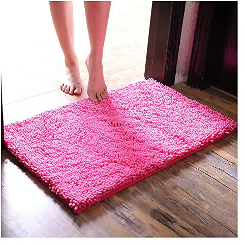 XiinxiGo Badteppich, Hochflor, rutschfest, Mikrofaser für Badezimmer Schlafzimmer Küche Flur Eingang,Rose,60 * 90 cm