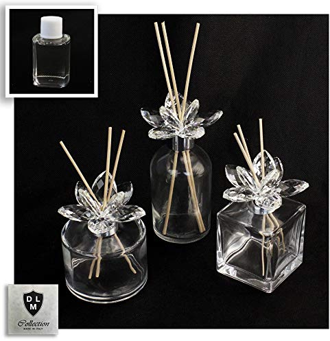 DLM-31078 (Kit 6 Pezzi) Diffusore Profumatore Silver con Fiore in Cristallo Bottiglia Profumo Ambiente bomboniera