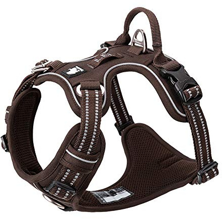 Arnés para Perro sin suéter de Nailon Flexible Reflectante Ajustable para Animal doméstico pequeño Grande TLH56512(L, marrón)