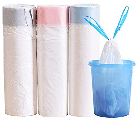 3 Rolls 15L Bin Bags Bin Liners Drawstring Rubbish Bags , Small Bin Bags Degradable Trash Bags Unscented Indoor Garbage Bags for Bedroom Kitchen Office (45x50cm, 15L)