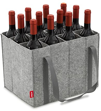 achilles Sac à Bouteilles avec 6 Compartiments, également pour Bouteilles de 1,5 Litre, en Feutre, 100% recyclé, 27 cm x 18 cm x 27 cm (Gris)
