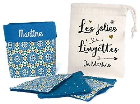 Lingettes démaquillantes | lavables | écologiques | bambou | fait main | panier | pochon |Cadeau fête des mères| fleur scandinave turquoise