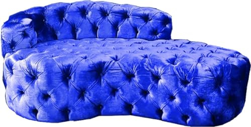 Casa Padrino Luxus Chesterfield Samt Chaiselongue Chesterfield Wohnzimmer Möbel, Farbe:blau