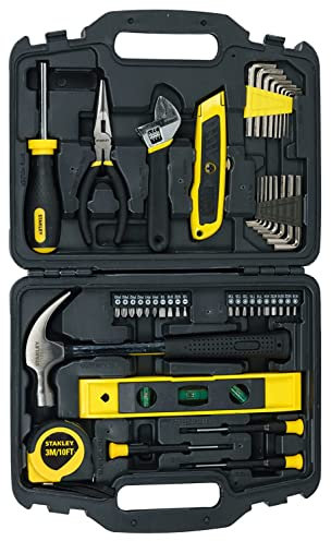 STANLEY STHT74981 - Kit de herramientas pequeñas para el hogar y bricolaje (47 piezas) - Incluye destornillador, martillo, llave, alicates, cinta de medición, cuchillo, destornilladores magnéticos,